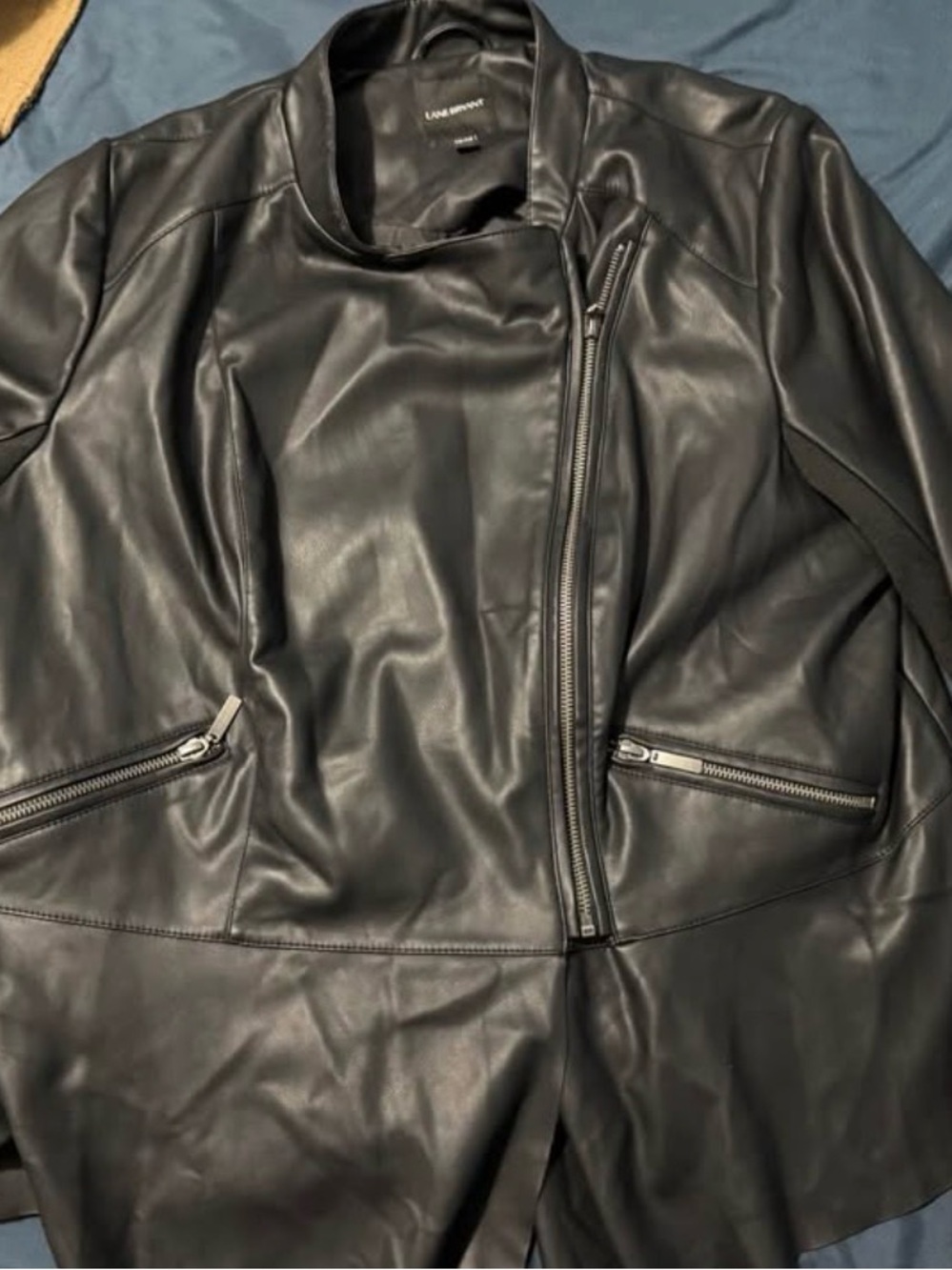 Lane Bryant Black Faux Leather Moto Jacket